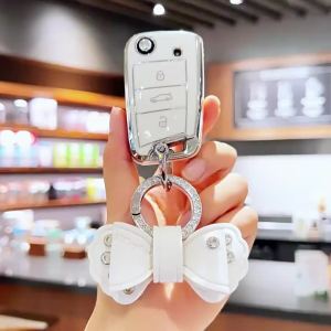 For VW Volkswagen Key Cover TPU Protective Case with Keychain Set Compatible with Passat Tiguan Magotan Models Fashion