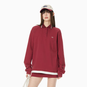 Turn Signal | Fashionable Sporty Polo Neck Sweatshirt and Skirt Set