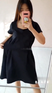 Imma Dress Scuba Premium Dress A-Line Elegan Lengan Pendek Resleting Belakang