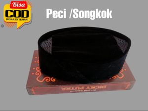 Songkok peci hitam polos Ac tinggi 9 songkok dicky putra