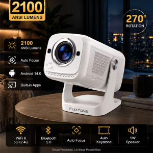 Flixtone T12 LightGo Projector 2100 ANSI Full HD 1080P 2K 4K 8K Mini Portable Android 14.0 Beamer 3D Video for Home Theater