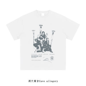 Breathable Pure Cotton Short Sleeve T-Shirt Mens Classic Rock Band Print Casual Loose Fit T-Shirt Comfortable All Seasons Tee