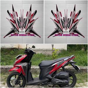 STIKER STRIPING LIS BODY HONDA VARIO TECHNO KZR 125 2013 MERAH