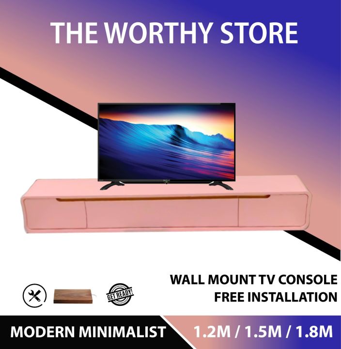[TWS] 1.5M Pink Round Edge Wall Mount BTO Safe TV Console with 2 ...