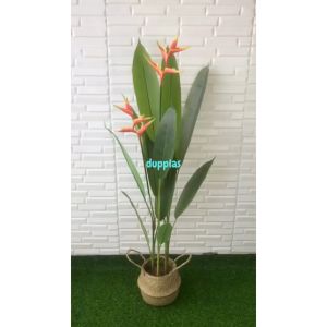 Pohon Plastik Daun Pisangan Heliconia Bird Of Paradise T145 Latex Artificial Cover Pot Anyaman Purun Belly Borneo Pajangan Hiasan Dekorasi Rumah Ruangan