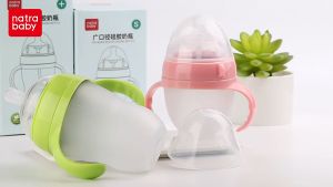 PIKO BELLO Newborn Baby Feeding Bottle For Pigeon Baby Feeding Bottle Silicone Material Baby Bottle Wide Neck Brown Bottle Nano Silicone Baby Bottle (No Handle)