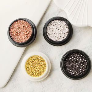 Super Shiny Nail Art ลูกปัดโลหะผสมแพ็ค Gold Silver Pearl เพชรตกแต่งเครื่องประดับเล็บทุกสภาพผิวขนาดปกติ