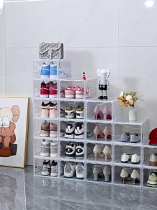 Acrylic shoe box Clear Magnetic side drop shoe box Multifunctional storage box Stackable Large Space