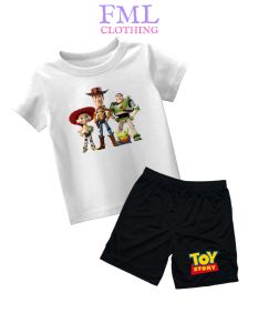 Setelan Kaos Anak-Anak Gambar Toy Story & Friends (usia 2-10 Tahun) Katun PE