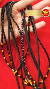 KNR สร้อยเชือกร่ม กะลา คริสตัล ทองแท้96.5 มีบัตรรับประกัน ขายได้จำนำได้ (สั่งทำความยาวได้)