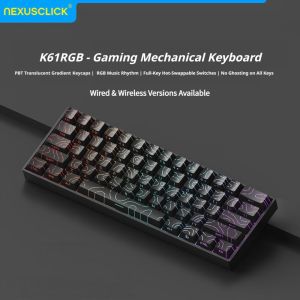 NexusClick Mini 61 Keys Magnetic Mechanical Gaming KeyboardWired Hot Swappable RGB PBT Key Caps Professional Esports Keyboard