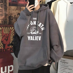 Heavyweight Hoodie Mens Pure Cotton Fleece Lined Thickened Autumn Winter Loose Couple Outerwear Casual Printed Sweatshirt