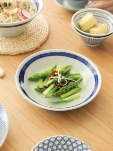 April Retro Japanese Style Ceramic Salad Plate Deep Soup Dish round 8 Inch All Purpose Dinnerware Dish Handmade Crafted