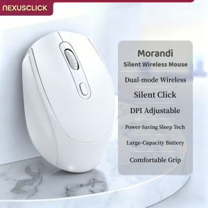 NexusClick Dual Mode Bluetooth 2.4G Wireless Mouse Rechargeable Silent Ergonomic Gaming Mice 3 DPI for Computer Office Gaming