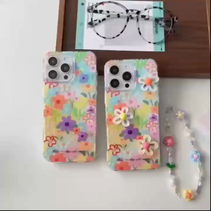 เคสศัพท์ลายดอกไม้สีสันสดใสแบบเต็มหน้าจอสำหรับ iPhone 11 12 13 14 15 16 Pro Max Plus เคสป้องกันการตกหล่นสำหรับ iPhone 13 Pro Max