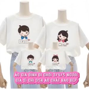 áo thun cặp đôi mẹ và bé chất cotton mềm mịn đủ size từ 6-90kg - Đồng Phục Anh Nga