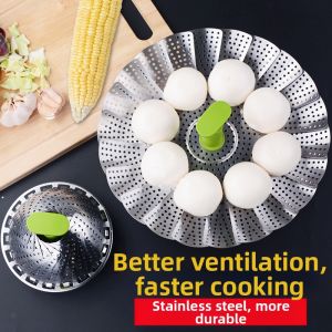 Multi-functional Foldable Stainless Steel Steamer Household