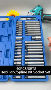 40PCS Allen Key Torx Hex Star Spline Socket Bit 3/8" 1/2" Drive Professional Grade Auto & Motorcycle Mechanic Set
