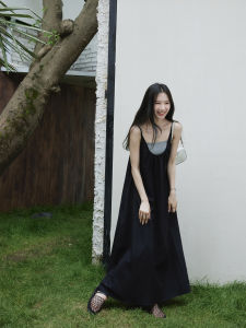 Loose Fit U-Neck A-Line Dress Two-Piece Set Casual Style Womens Summer Dress with Strap Vest Top YUMOMO STAR Brand