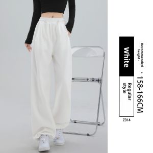Grey Sports Pants Womens Spring Autumn Loose Wide Leg Pants Big Size Comfortable American Style Casual Trousers