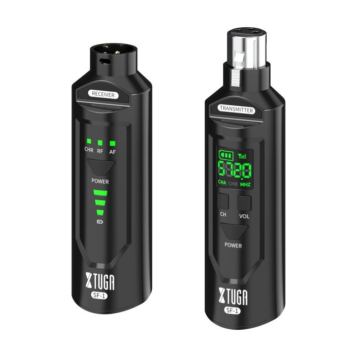 XTUGA SF-1 UHF Microphone Wireless XLR Transmitter and Receiver,  Rechargeable Wireless Guitar Transmitter Receiver System, for  Dynamic/Condenser Mic,