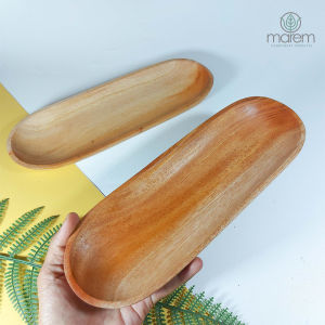 Piring Sushi Kayu Mahoni Lonjong | Piring Lauk Kayu Foodgrade