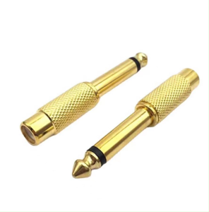 6.35mm 1/4inch Male Mono Plug To RCA Female Audio Adapter Connector (แพ็ค2ตัว)