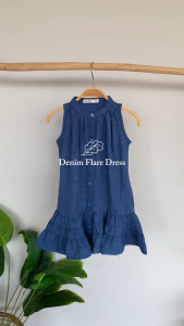 LEWIS EMMA - Denim Flare Dress (2-14 Tahun) Dress Anak Perempuan Tanpa Lengan