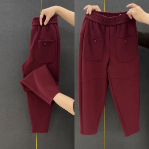 Quần Dài Thể Thao Cotton Dày Cạp Cao Cho Nữ Mùa Thu Mới Quần Dài Thể Thao Harlan Quần Dài Cotton Nguyên Chất