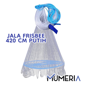 Jala Jaring Lempar Frisbee 420 CM Benang Monofilamen Putih Mesh Pancing Penangkap Perangkap Ikan Udang Kepiting Piring Bulat Fishing Throw Net Cage