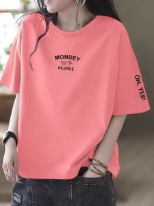Summer New Pure Cotton Short round Neck T-shirt Womens Loose Printing Casual Top Breathable Quick-drying Comfortable Short Sleeve