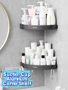 Ecoco Suction Cup Corner Shelf Aluminum Alloy Corner Rack rganizer for Bath Kitchen Narrow Space