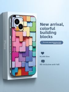 MASFEIL | Colorful building blocks suitable for Apple 17 mobile phone case 16 high-end iPhone 18 Promax protective cover 15max internet celebrity 11 all-inclusive 12 anti-fall ip13Pro plu