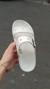 Dép 2 quai ngang cross Band Classic chuẩn xịn đúc liền khối màu TRẮNG TẶNG 10 STIC