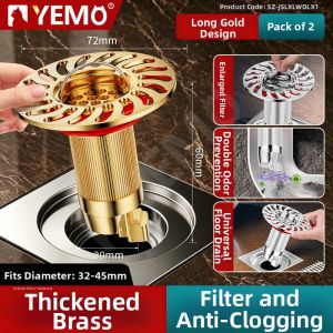 YEMO | Odor Blocking Full Copper Drain Core with Filter and Seal