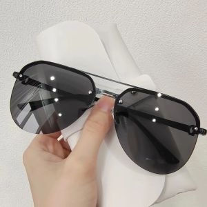New Fashion Metal Half Frame Womens Outdoor Sunglasses Classic Double Beam Glasses