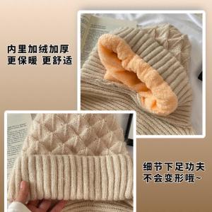 หมวกผ้าขนสัตว์หนาสำหรับผู้หญิงพร้อมโบว์หน้าหมวก หน้าหนาว 2024 ใหม่ ที่คาดคอแบบอินเทอร์ล็อก หมวกทรงกลมสำหรับผู้หญิง