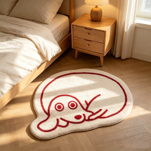 VIKAMA Cartoon Dachshund Shaped Rug Plush Non Slip Bedroom Bedside Bathroom Entrance Floor Mat Home Decor