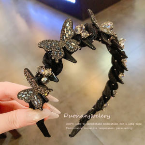 Butterfly Hairband Hair Clip Womens Elegant Lightweight Headwear Anti-slip High Hairline Outdoors Pressed Hair Accessories