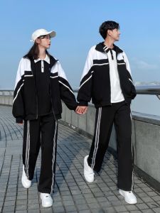 ชุดกีฬาสามชิ้น สไตล์วิทยาลัย สำหรับนักเรียนมัธยมปลายและมัธยมต้น ชุดกีฬาฤดูใบไม้ผลิและฤดูใบไม้ร่วง ชุดนักเรียน