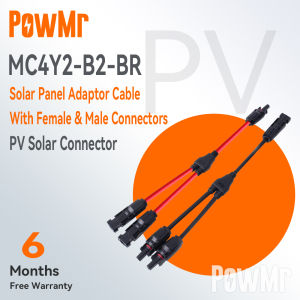 PowMr 1 Pair Newest Male+Female Y Connector Cable Plug Inline Solar PV Panel Y-type 2 Connection Solar Battery Plate Assembly MC4Y2-B2-BR