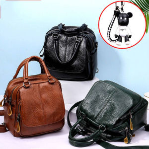 Multi-Functional Backpack Womens Spring Amoi New New Arrival K-style Student Schoolbag Authentic Leather Tactile Feel Large Capacity Travel Bag