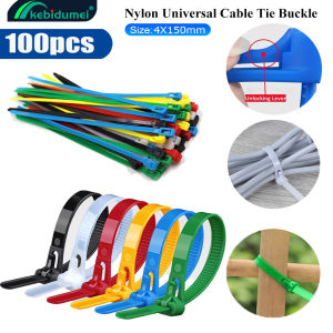 Kebidumei 100 PCS Reusable Plastic Nylon Cable Ties Detachable Tie Wrap Cable Fixed Clips Ties Zipper Cable Ties Binding Straps Tool Car Daily Repair Home