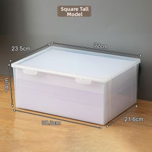 Transparent Plastic Desk Organizer Square Dustproof