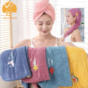 [Warm Homie] Quick-drying Hair Towel Women Girls Soft Microfiber Coral Fleece Shower Cap Bathroom Accessories