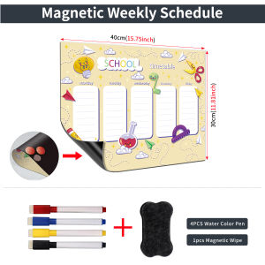 40x30cm Magnetic Erasable Fridge Planner Whiteboard Sticker Weekly Timetable Board for Kids Family Daily Arrangement