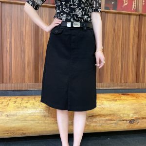Spring 2025 Casual High Waist Elastic Half Skirt Womens Loose Fit Bodycon Versatile Slit One Step Skirt Korean Style Commute Pure Color