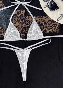 Pure Color Adjustable Buckle Bikini เสื้อชั้นในสตรีแบบสามจุด ทรงเข้ารูป ผ้าโพลีเอสเตอร์ ทรงเข้ารูป ฤดูร้อน 2024