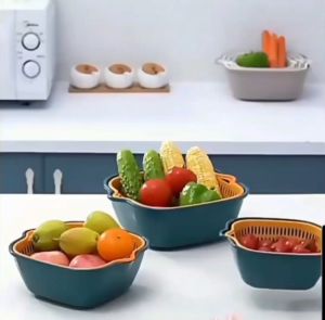 KERANJANG PENGERING SAYURAN BUAH / BASKOM SARINGAN CUCI BUAH SAYURAN / KERANJANG SERBAGUNA 8 IN 1