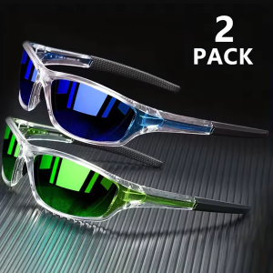 2pairs Sports Sunglasses for Men Lightweight Night Vision Male Shades Cycling Driving Fishing Fashion Mirror Sunglass